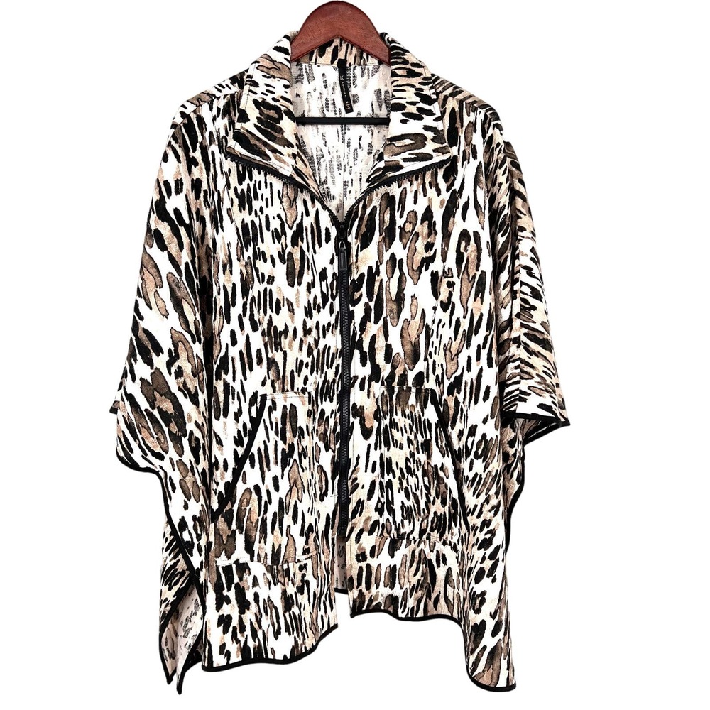 IC By Connie K Sz Medium Leopard Kimono Style Jacket Blouse Shirt Top Artsy